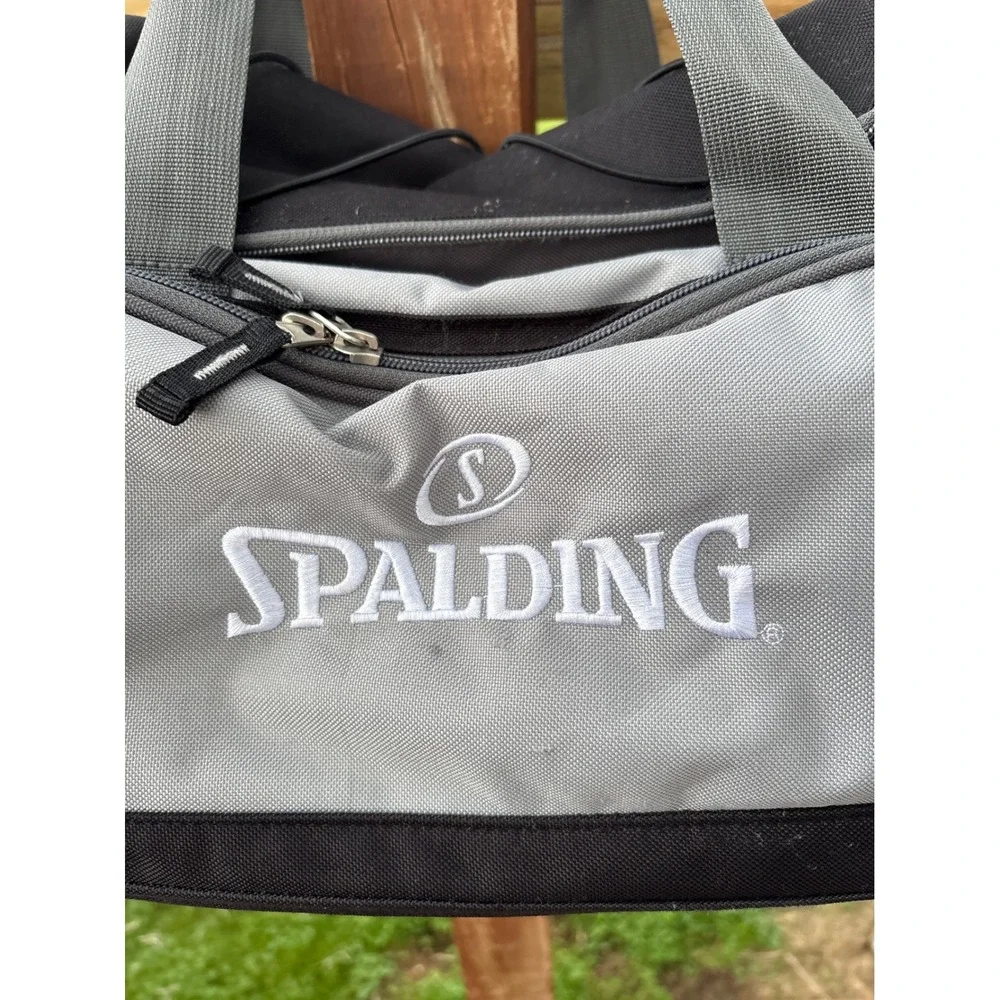 Spalding Mens Athletic Duffel Gym Bag Grey Black Travel Sports Bag Padded Strap